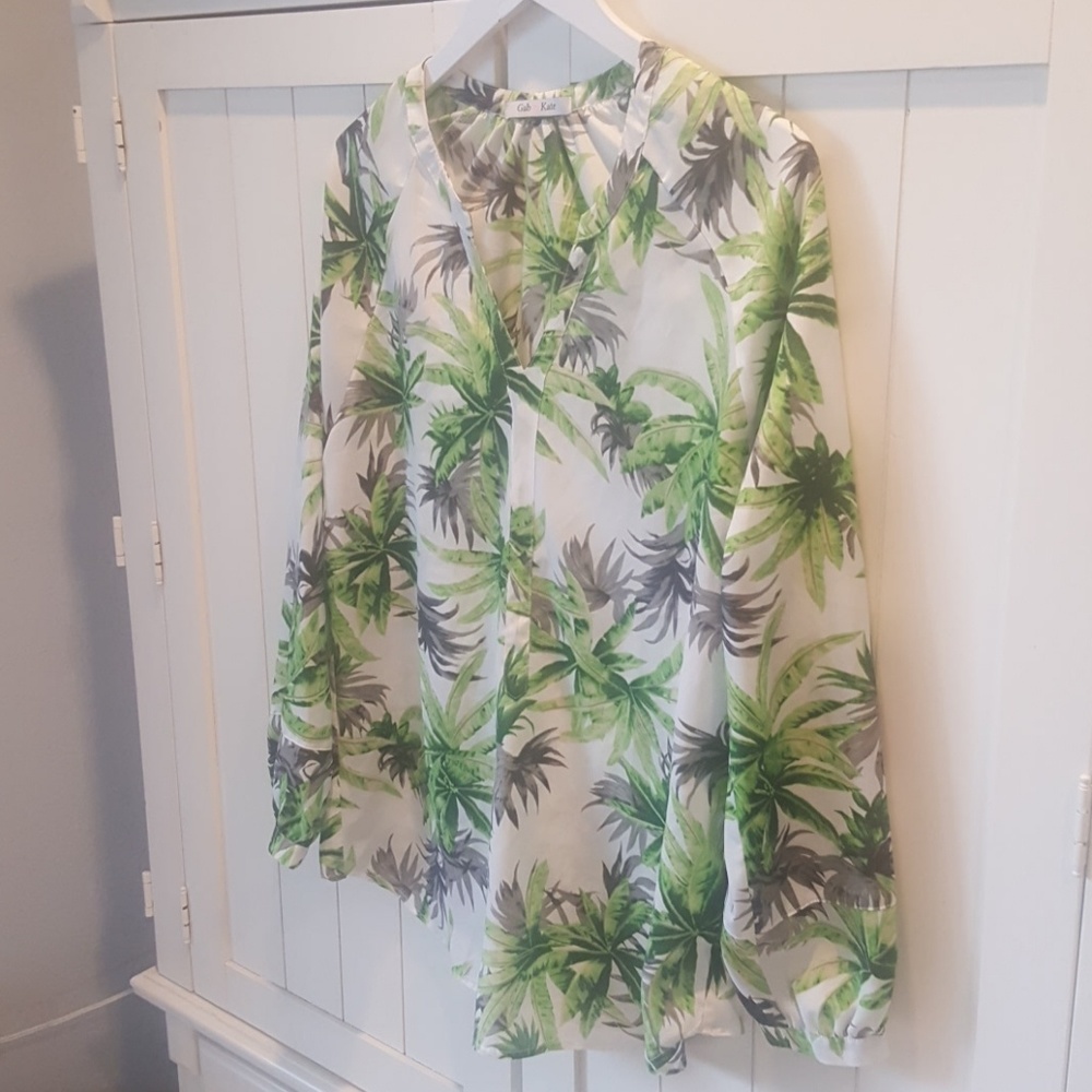 Palm print tunic sz Large